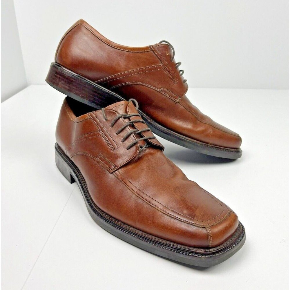 Johnston & Murphy Mens Derby Square Toe Oxford Dress Shoes Size 13 Brown Leather